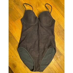 Shape FX Swim size 12 black swimsuit one piece floral mesh